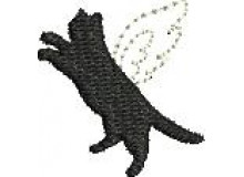 Stickdatei - Katze Engel Flügel Silhouette